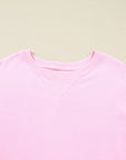 Plus Size Floral Patch Sleeve Ribbed Trim Sweatshirt