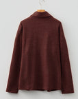 Ribbed Knit Flap Pocket Button-Up Shacket