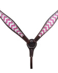 HILASON Western Horse Leather Headstall and Breast Collar Set Pink Zigzag| Headstall Bridle for Horses Western | Horse Headstall Bridle | Western Headstalls Bridle for Horses