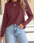 Judith Solid Exposed Seam Long Sleeve Top