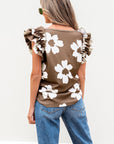 Vada Floral Textured Ruffled Sleeve Blouse
