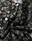 Black Floral Print Mesh Tank Button Front Slim Cardigan 2pcs Set