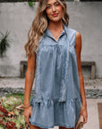Clare Sleeveless Ruffled Chambray Dress