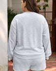 Plus Size Bow Tie Embroidered Pullover and Shorts Set