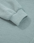 Solid Ribbed Drop Shoulder Hoodie