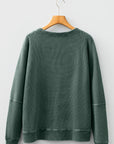 Waffle Knit Patchwork Long Sleeve Top