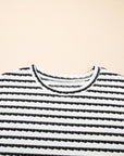Stripe Knitted Top & Drawstring Shorts Set