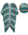 Baha Ranch Teal Aztec Duster Kimono Coverup
