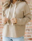 Ribbed Knit Leopard & Lace Drawstring Hoodie