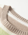 Stripe Colorblock Drop Shoulder Crewneck Sweater