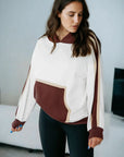 Colorblock Patchwork Kangaroo Pocket Hooded Sweatshirt