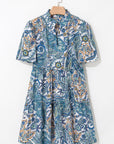 Floral Boho V-Neck Short Sleeve Mini Dress