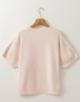 Bow Tie Pearl Embellished Dolman Short Sleeve Sweater