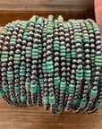 Green Turquoise & Sterling Silver Pearl Necklace – 5mm – Handmade by The Bijoux FAB – 19"