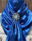 35X35" Solid Electric Blue Wild Rag / Scarf WRS17 - Crystal Concho Wild Rag Slides - Assorted