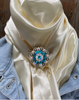 35X35" Solid Cream Wild Rag / Scarf WRS11 - Crystal Concho Wild Rag Slides - Assorted