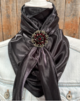 35X35" Solid Black Wild Rag / Scarf WRS4 - Crystal Concho Wild Rag Slides - Assorted