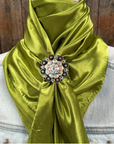 35X35" Solid Light Green Wild Rag / Scarf WRS22 - Crystal Concho Wild Rag Slides - Assorted