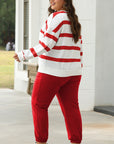 Stripe Drop Shoulder Top and Jogger Pants Set