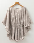 Star Crinkle Textured Kimono Ruffle Sleeve Romper