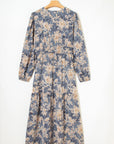 Floral Smocked High Waist Long Sleeve Dress