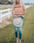 Stripe Short Sleeve Crew Neck T-Shirt