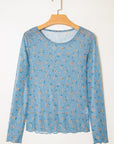 Floral Mesh Long Sleeve Top