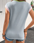 Colorblock Corded Knit Crew Neck Tee
