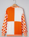 Checker Open Front Drop Shoulder Cardigan