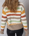 Stripe Colorblock Drop Shoulder Crewneck Sweater