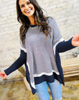 Stripe Colorblock Patchwork Dolman Sleeve Sweater