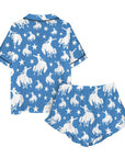 Baha Ranch Blue Bronc Satin Ruffle Hem Pajama set