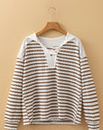 Ayla Stripe Textured Hooded Long Sleeve Top