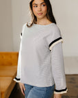 Anya Ruffle Trim Loose Long Sleeve Top