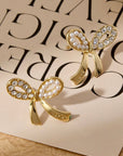 Winter Rhinestone Pearl Bow Earrings