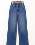 Denim Double Button Straight Leg Jeans