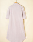 Stripe Frilled Collar 3/4 Sleeve Maxi Dress