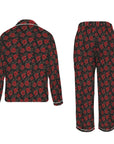 Baha Ranch Colores De Mexico Red Roses Satin Pajama Set