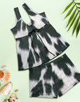 Baha Ranch Black White Cowhide Print Tankini Boy Shorts Swim Set