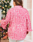 Alanna Plus Size Floral Frilled Neck Top