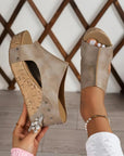 Gianna Pu Leather Wedge Slippers