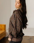 Leopard Corduroy Quarter-Zip Sweatshirt