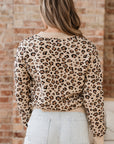 Leopard Contrast Trim Dolman Sleeve Sweater