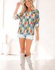 Zyla Up Sleeve Shift Blouse