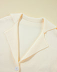 Solid Lapel Collar Single Button Sweater Cardigan