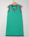 Solid Contrast Trim V-Neck Sleeveless Mini Dress