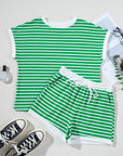 Stripe Cap Sleeve Tee and Shorts Set
