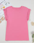 Anika Braided Cap Sleeve Crew Neck Top