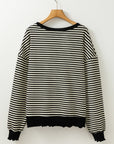 Stripe Drop Shoulder Long Sleeve Top