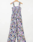 Floral Smocked High Waist Square Neck Jumpsuit
